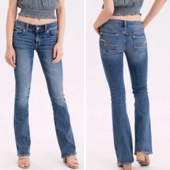 American Eagle Kick Boot Super Stretch Jeans Low Rise Y2K - Picture 1 of 8